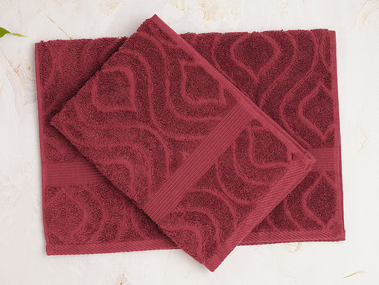 Red 2 Piece 100% Cotton Hand Towel Set - Jamevar By Spaces