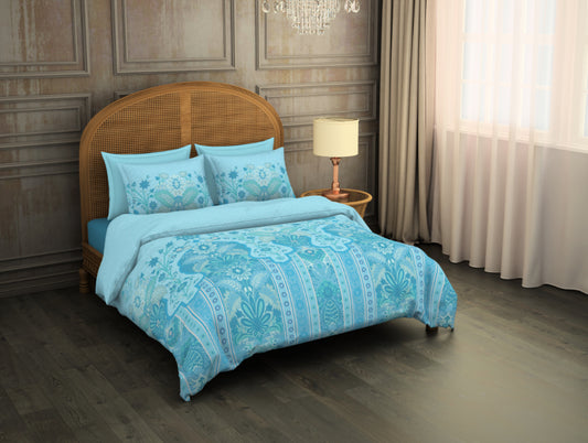 Ornate Dutch Canal - Light Blue 100% Cotton Large Bedsheet - Turkvilla By Spaces