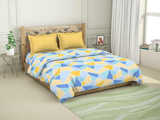 Geometric Lemon - Yellow 100% Cotton Shell Bed In A Bag - Atrium By Spaces