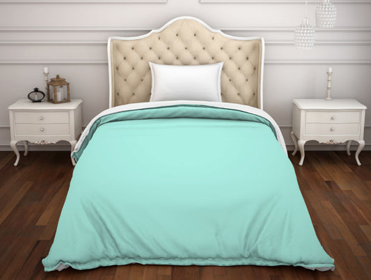 Solid Aqua Green/Whit - Light Green 100% Cotton Shell Single Quilt / AC Comforter - Hygro By Spaces
