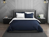 Solid Midnight Blue - Dark Blue 100% Cotton Double Duvet Cover - Hygro By Spaces