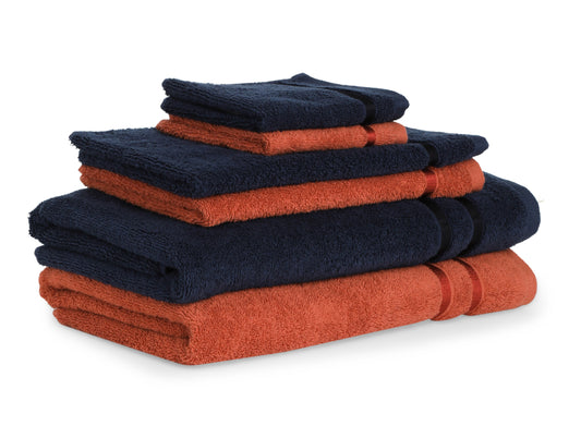 Red/Midnight Bl 6 Piece 100% Cotton Towel Set - Atrium By Spaces