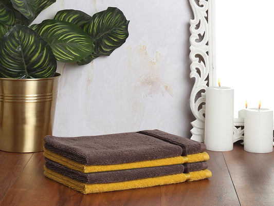 Mustard/Chocola 4 Piece 100% Cotton Hand Towel Set - Atrium By Spaces