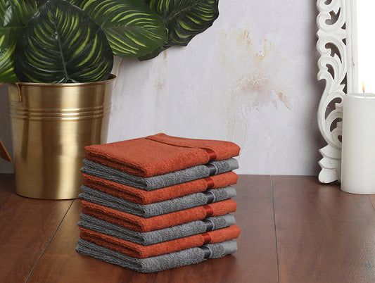 Gunmetal Grey/R 8 Piece 100% Cotton Face Towel Set - Atrium By Spaces