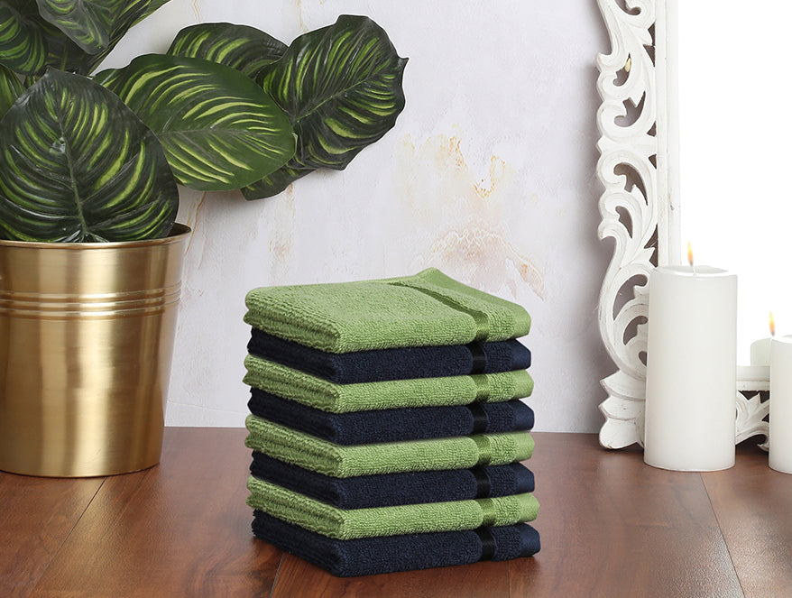 Green/Midnight 8 Piece 100% Cotton Face Towel Set - Atrium By Spaces