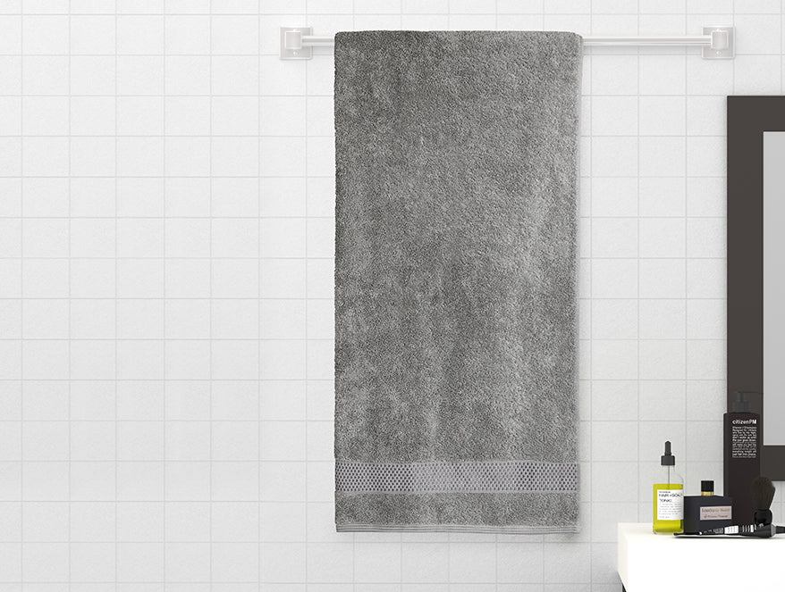 Gunmetal Grey - Dark Grey 100% Cotton Bath Towel - Atrium Plus By Spaces