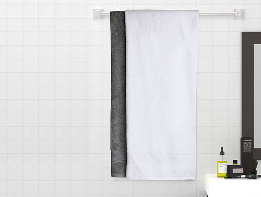 White/Gunmetal 2 Piece 100% Cotton Bath Towel Set - Atrium Plus By Spaces