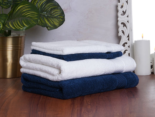 White/Midnight 4 Piece 100% Cotton Towel Set - Atrium Plus By Spaces