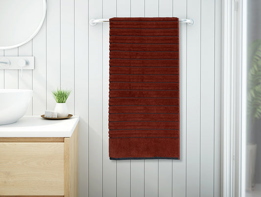 Burnt Orange/As - Dark Orange 100% Cotton Bath Towel - Exotica By Spaces