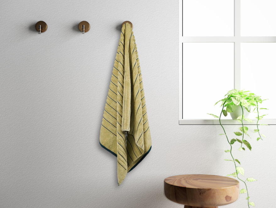 Desert/Teal - Light Brown 100% Cotton Bath Towel - Exotica By Spaces