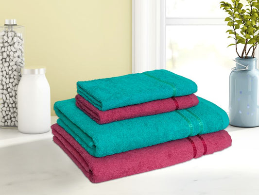 Coral/Sea Green 4 Piece 100% Cotton Towel Set - Seasons Best Qd By Spaces