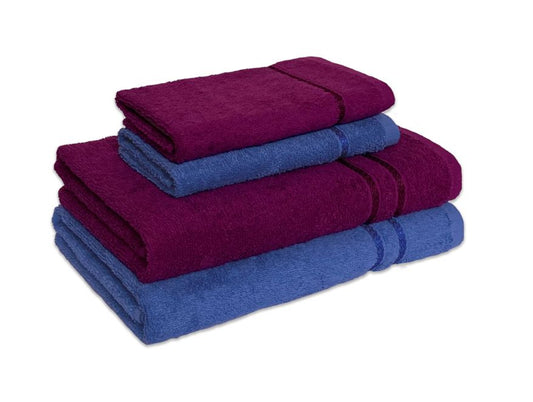 Magenta/Navy Bl 4 Piece 100% Cotton Towel Set - Seasons Best Qd By Spaces