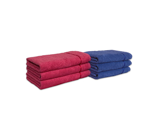 Navy Blue/Coral 6 Piece 100% Cotton Hand Towel Set - Seasons Best Qd By Spaces