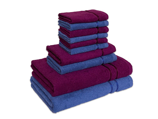 Magenta/Navy Bl 10 Piece 100% Cotton Towel Set - Seasons Best Qd By Spaces