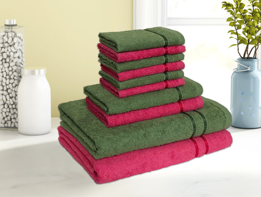 Green/Coral 10 Piece 100% Cotton Towel Set - Seasons Best Qd By Spaces
