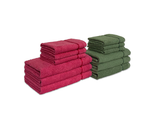 Green/Coral 12 Piece 100% Cotton Towel Set - Seasons Best Qd By Spaces