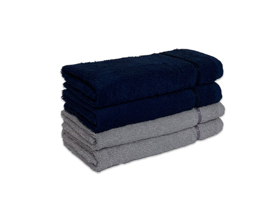 Dark Blue/Grey 4 Piece 100% Cotton Hand Towel Set - Seasons Best Qd By Spaces