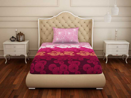 Abstract Pink 100% Cotton Single Bedsheet - Atrium By Spaces