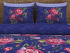 Floral Bluing - Dark Blue 100% Cotton Double Bedsheet - Adonia By Spaces