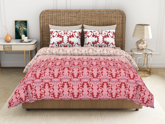 Ornate Haute Red - Red 100% Cotton Large Bedsheet - Adonia By Spaces