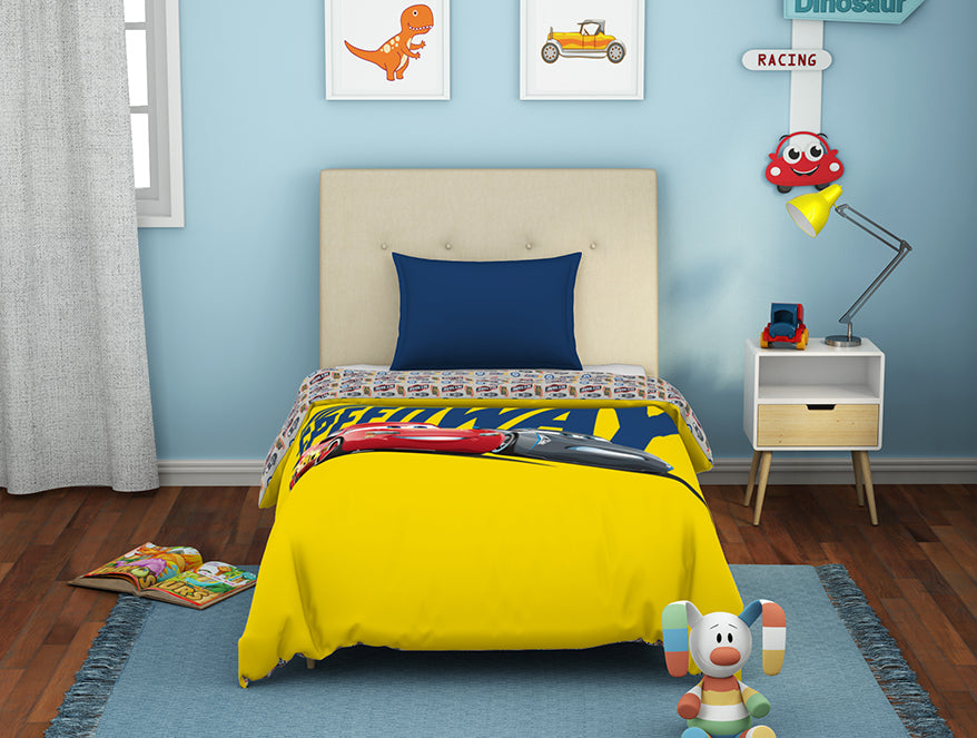 Disney Cars Yellow 100% Cotton Shell Single Quilt - By Spaces