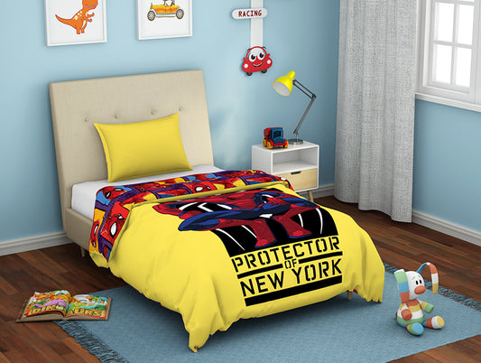 Spiderman Custard - Yellow 100% Cotton Shell Single Quilt - By Spaces