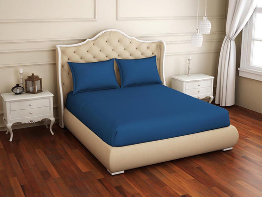 Solid Blue Quartz Cotton Rich Large Bedsheet - Restora By Welspun