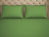 Solid Piquant Green - Dark Brown Cotton Rich Large Bedsheet - Restora By Welspun