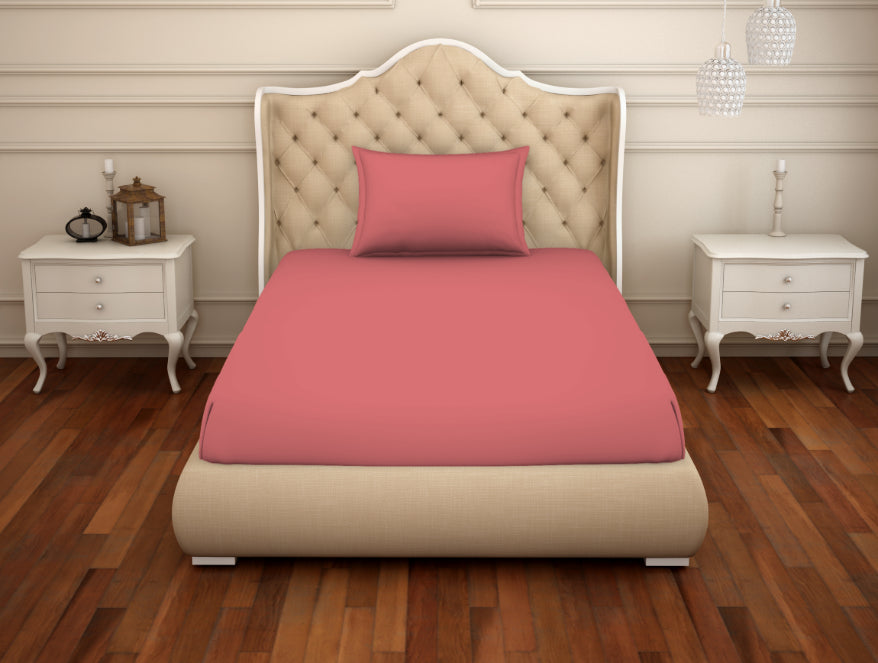Solid Tea Rose - Light Violet Cotton Rich Single Bedsheet - Restora By Welspun