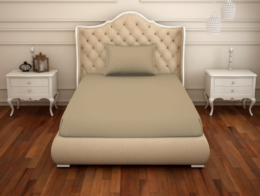 Solid Cuban Sand - Blush Cotton Rich Single Bedsheet - Restora By Welspun