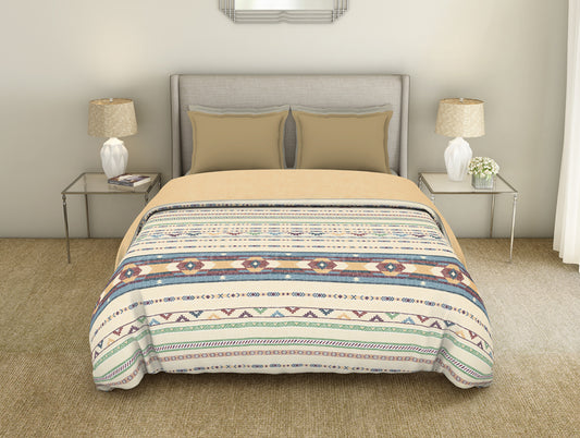 Geometric Vanilla Ice - Cream 100% Cotton Shell Double Quilt - By Spaces