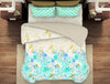 Floral Aruba Blue - Aqua 100% Cotton Shell Bed In A Bag - Bonica By Spaces