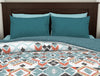 Geometric Plume - Light Aqua 100% Cotton Shell Double Quilt / AC Comforter - Geostance By Spaces