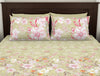 Floral Dusty Yellow - Light Yellow 100% Cotton Queen Fitted Sheet - Bonica By Spaces