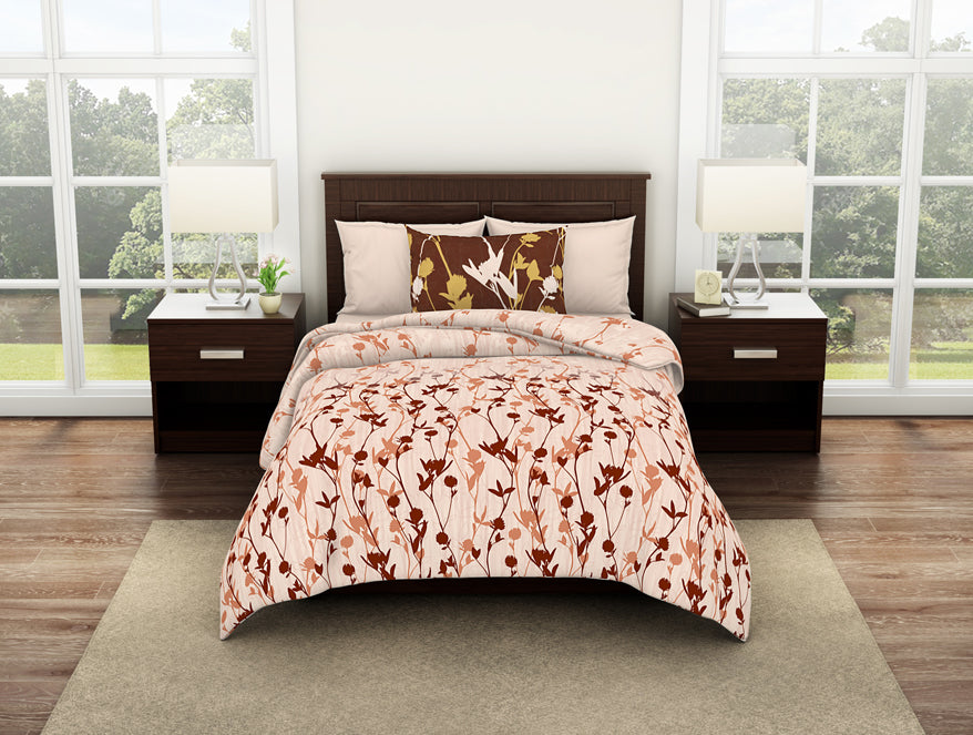 Floral Eggnog - Cream 100% Cotton Single Bedsheet - Bonica By Spaces