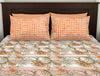 Floral Copper Tan - Dark Orange 100% Cotton Queen Fitted Sheet - Bonica By Spaces