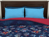 Floral Astral Aura - Dark Blue 100% Cotton Shell Double Quilt - Bonica By Spaces