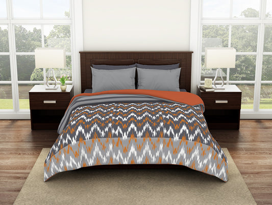Geometric Quiet Shade - Dark Grey 100% Cotton Shell Double Quilt / AC Comforter - Geostance By Spaces