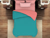 Solid Teal/Coral - Teal 100% Cotton Shell Single Quilt / AC Comforter - Essentials Solid By Spaces