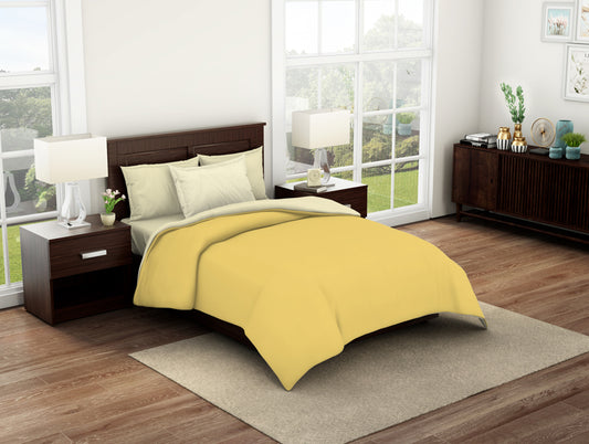 Solid Yellow/Ivory 100% Cotton Shell Single Quilt / AC Comforter - Essentials Solid By Spaces