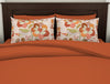 Solid/Floral Rust/Smoke Grey - Red 100% Cotton Double Bedsheet - Bonica By Spaces
