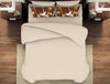 Solid/Floral Beige/Eggnog - Beige 100% Cotton Double Bedsheet - Bonica By Spaces