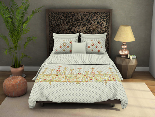 Ornate Coconut Milk - Cream 100% Cotton Large Bedsheet - Vallam By Spaces