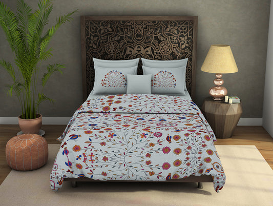 Ornate Marshmellow - Cream 100% Cotton Large Bedsheet - Debjani By Spaces