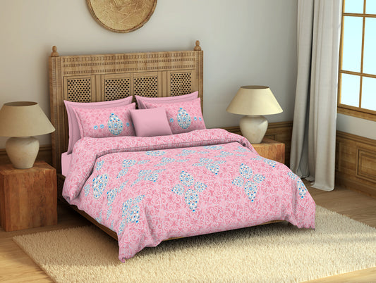Ornate Almond Blossom - Light Pink 100% Cotton Large Bedsheet - Meenakari By Spaces
