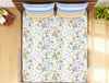 Floral Windsurfer - Light Blue 100% Cotton Queen Fitted Sheet - Atrium Kitting By Spaces