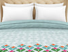 Floral Teal - Blue 100% Cotton Shell Double Quilt - Atrium Plus By Spaces