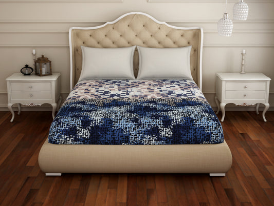 Abstract Blue 100% Cotton Double Bedsheet - Atrium Plus Ecom By Spaces