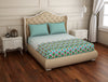 Floral Teal - Blue 100% Cotton Double Bedsheet - Atrium Plus Ecom By Spaces
