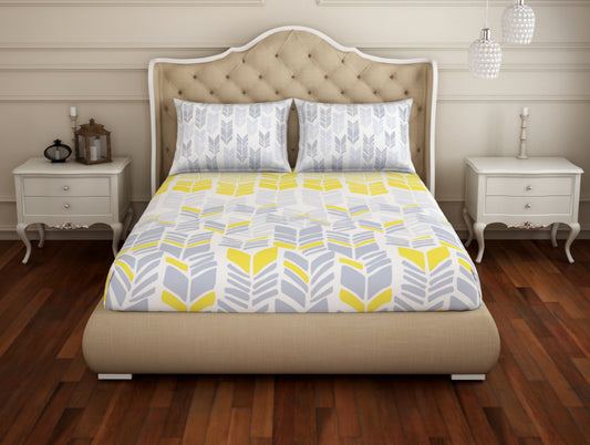 Geometric Yellow 100% Cotton King Fitted Sheet - Atrium Plus Ecom By Spaces